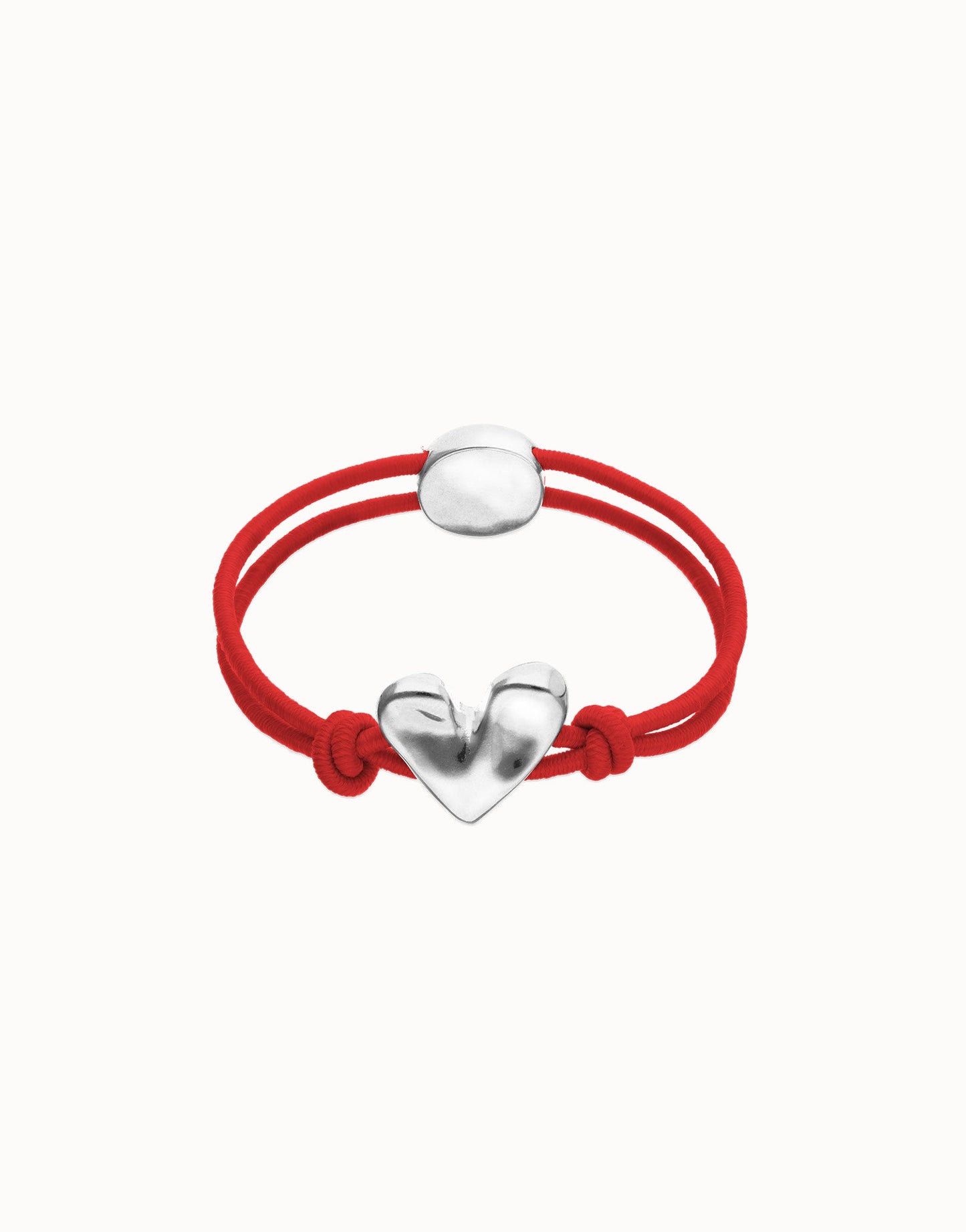Bracciale Uno de 50 in filo elastico rosso con cuore placcato oro 18k - PUL2641 - Simmi Gioiellerie - Bracciali