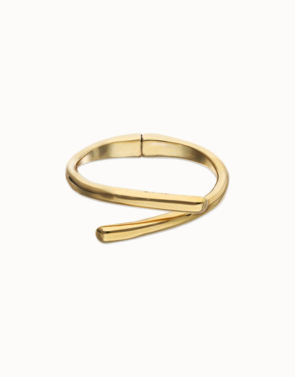 Bracciale Uno de 50 rigido placcato in oro 18k con forme organiche intrecciate - PUL2630 - Simmi Gioiellerie - Bracciali