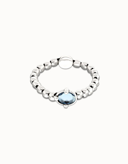 Bracciale Uno de 50 sfere placcato argento con cristallo ovale sfaccettato blu - PUL2595 - Simmi Gioiellerie - Bracciali