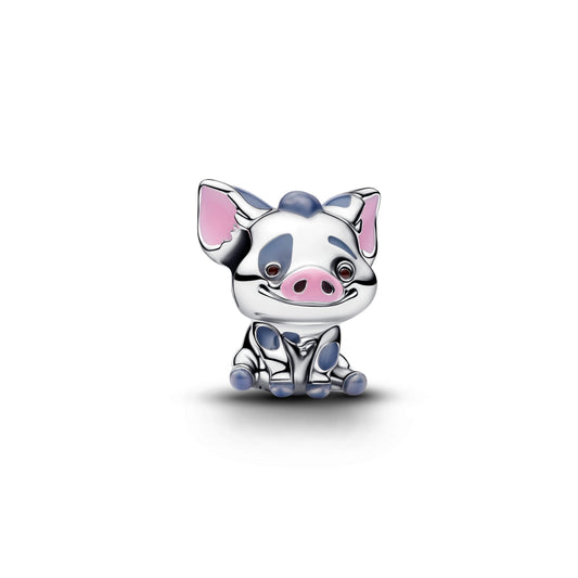 Charm Disney Oceania Pua il maialino in argento sterling con smalto rosa, grigio e marrone - 793843C01 - Simmi Gioiellerie -Charm