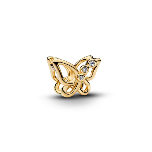 Charm Farfalla placcato in oro 14k con zirconia cubica trasparente - 764369C01 - Simmi Gioiellerie -Charm