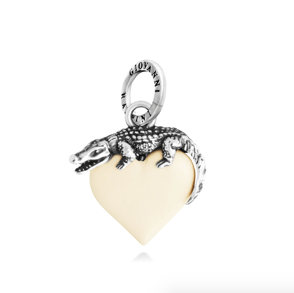 Charm Giovanni Raspini Charm Cuore Coccodrillo Avorio - 12472 - Simmi Gioiellerie - Ciondolo