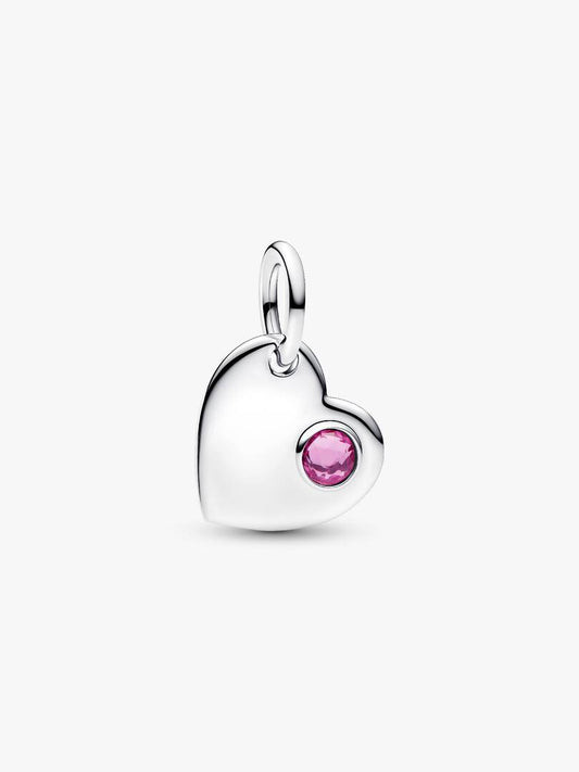 Charm Pendente Cuore con Pietra Rosa Scuro Ottobre - 794295C10 - Simmi Gioiellerie - Charm