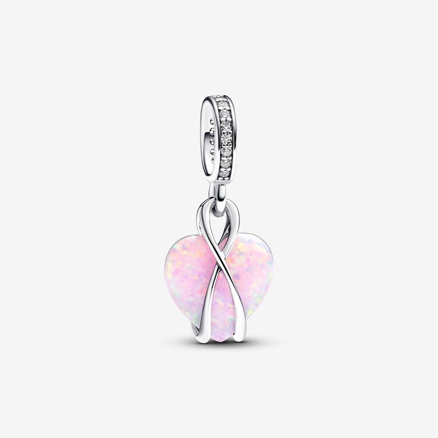 Charm Pendente Cuore di Mamma Rosa Opalescente - 793202C01 - Simmi Gioiellerie -Charm