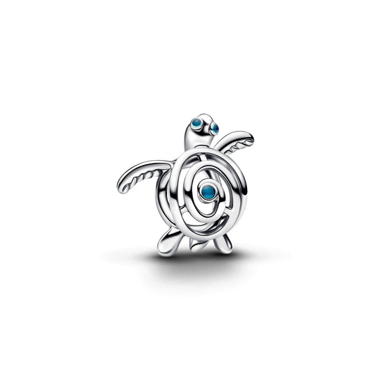 Charm Tartaruga traforata in argento sterling con smalto turchese - 794697C01 - Simmi Gioiellerie -Charm