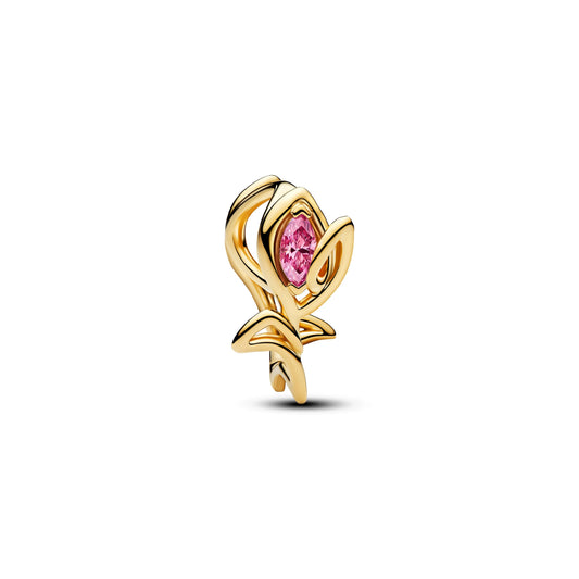 Charm Tulipano placcato in oro 14k con zirconia cubica rosa sfaccettata - 764555C01 - Simmi Gioiellerie -Charm
