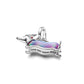 Christmas dachshund placcato platino pendente con viola lab-created opal, rosso e smalto nero - 734970C01 - Simmi Gioiellerie -Charm