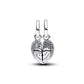 Ciondolo pendente divisibile Uccellini innamorati magnetici in argento sterling con cristallo verde intenso, giallo e smalto rosa sfumato - 794484C01 - Simmi Gioiellerie -Charm