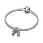 Ciondolo pendente divisibile Uccellini innamorati magnetici in argento sterling con cristallo verde intenso, giallo e smalto rosa sfumato - 794484C01 - Simmi Gioiellerie -Charm