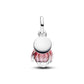 Ciondolo pendente Fiore apribile in argento sterling e placcato in oro 14k con cristallo verde intenso e resina UV rosa sfumata glitterata - 764453C01 - Simmi Gioiellerie -Charm