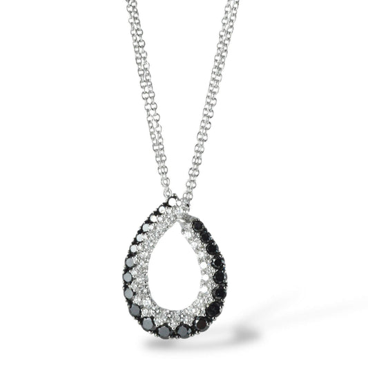 Collana con Ciondolo a Goccia in Oro Bianco 18 kt con Diamanti Neri e Brillanti - Davite e Delucchi - Simmi Gioiellerie - Collane