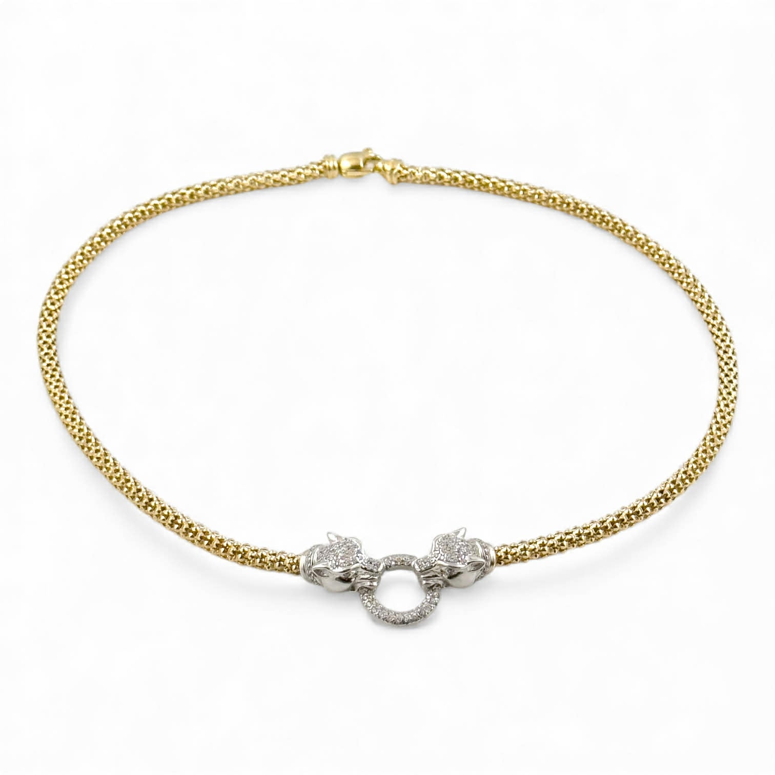 Collana con giaguari in argento dorato e zirconi - Simmi925 - Simmi Gioiellerie - Collane