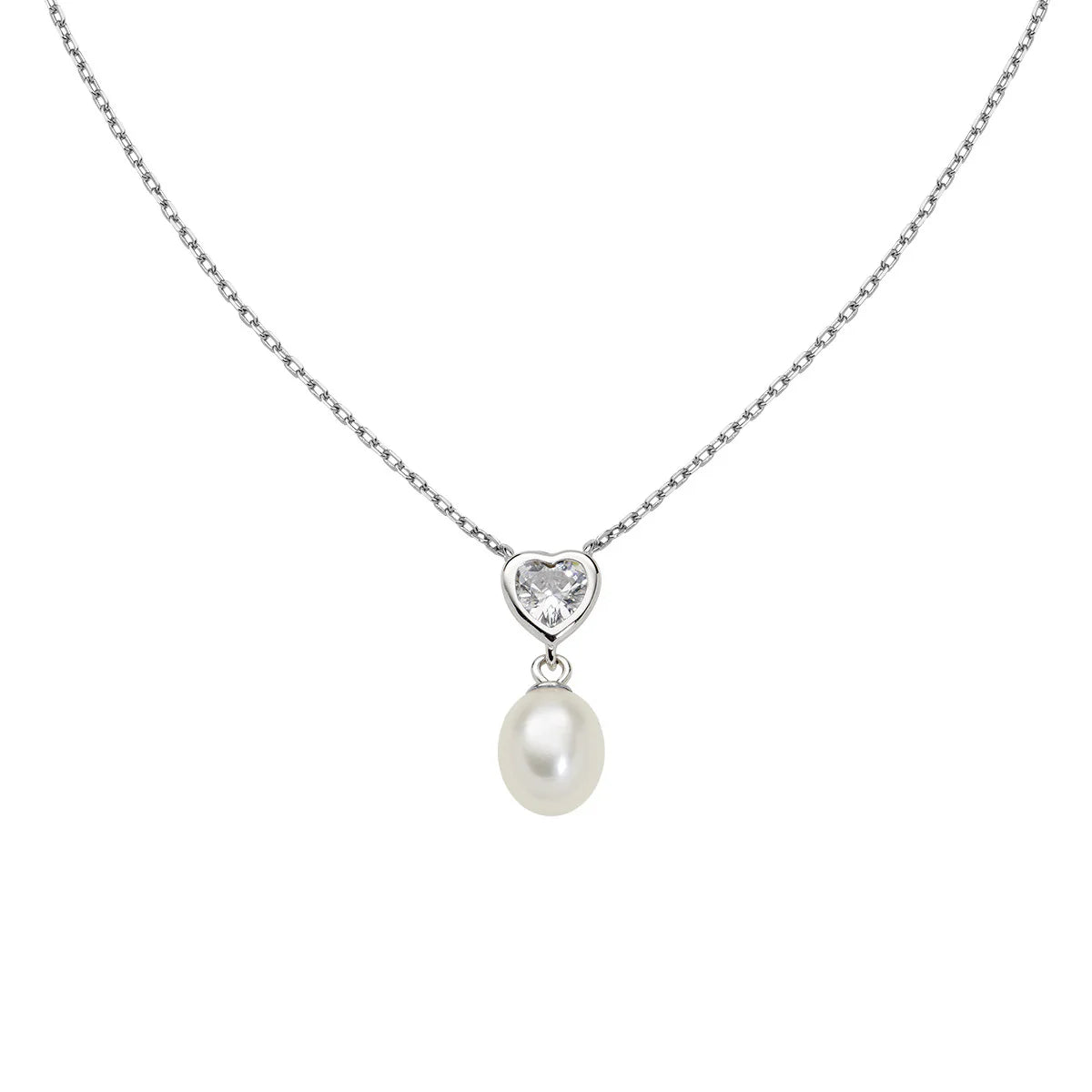 Collana Cuore con Perla e Zirconi - CLCUPEBBBZ3 - Simmi Gioiellerie - Collane