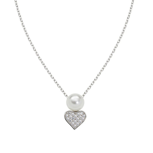 Collana Cuore Pavé e Perla - CLHPEBBBZ - Simmi Gioiellerie - Collane