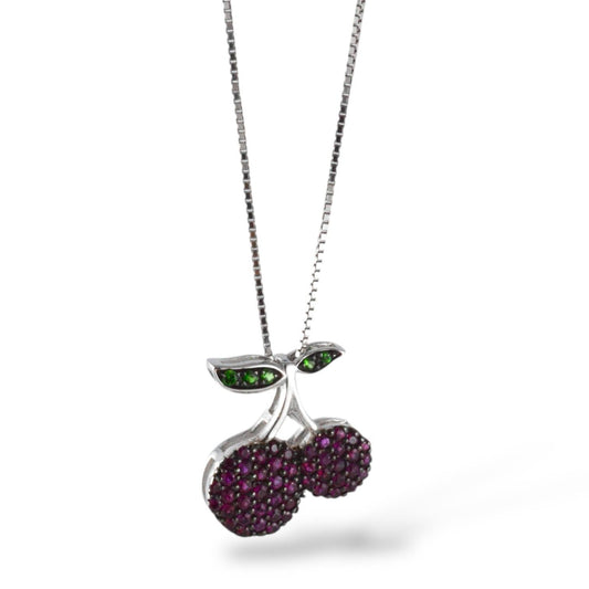 Collana da donna Ciliegia frutta in oro smeraldi e rubini - Simmi Gioielli - Simmi Gioiellerie - Collane