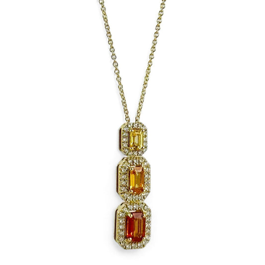 Collana da donna con pendente trilogy in oro diamanti e zaffiri colorati - Simmi Gioiellerie -Collane