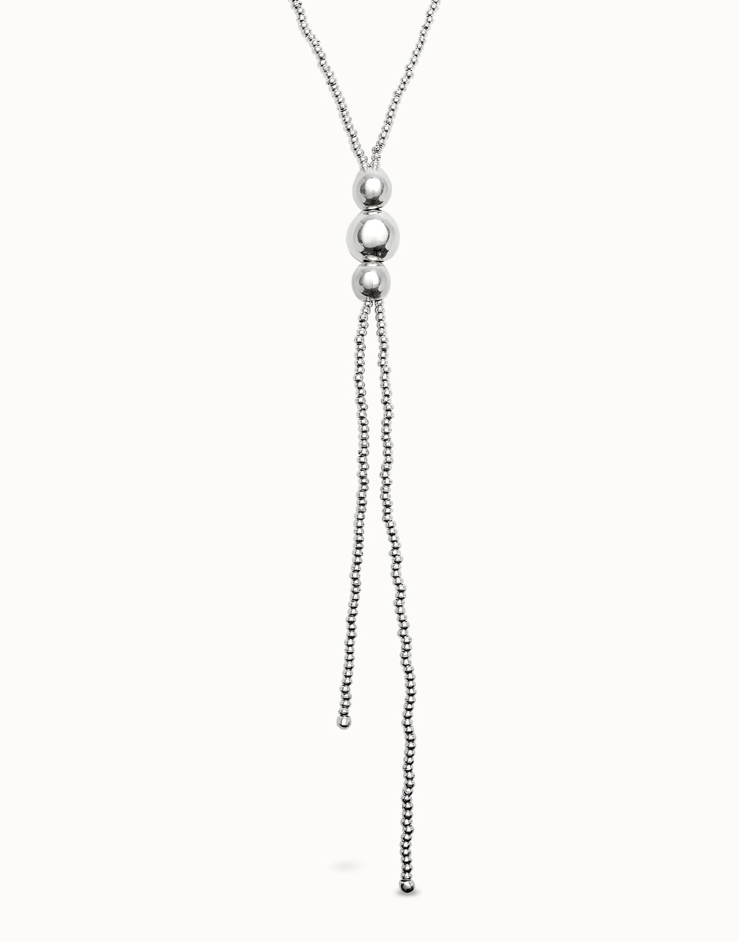 Collana da donna Uno de 50 Ciondolo lungo a sfere placcato argento Sterling con tre sfere centrali - COL2010 - Simmi Gioiellerie - Collane