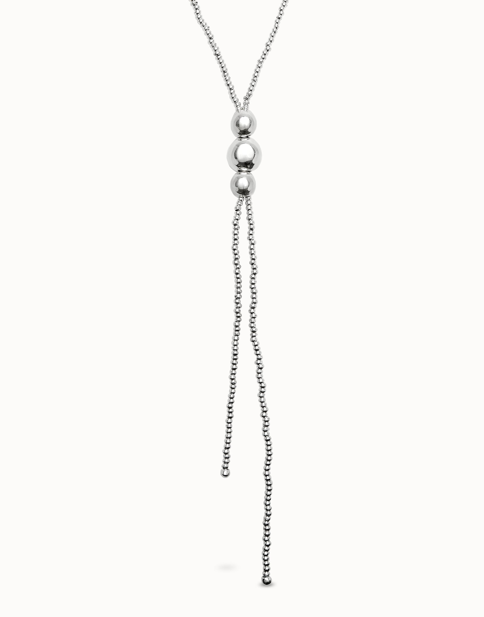Collana da donna Uno de 50 Ciondolo lungo a sfere placcato argento Sterling con tre sfere centrali - COL2010 - Simmi Gioiellerie - Collane