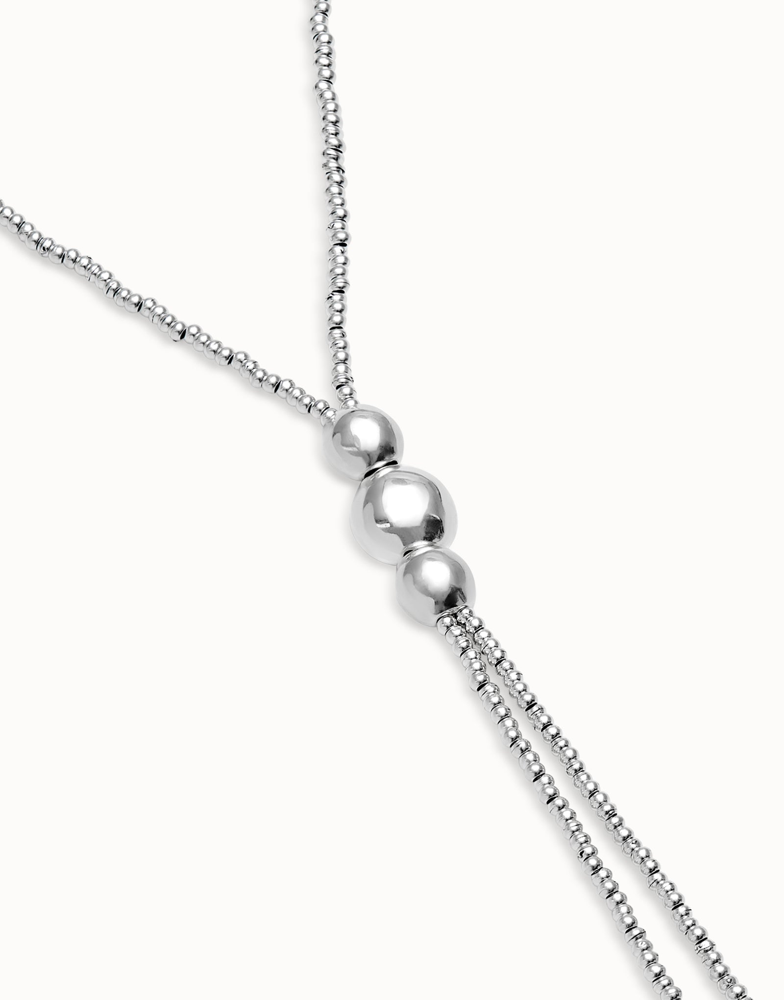 Collana da donna Uno de 50 Ciondolo lungo a sfere placcato argento Sterling con tre sfere centrali - COL2010 - Simmi Gioiellerie - Collane