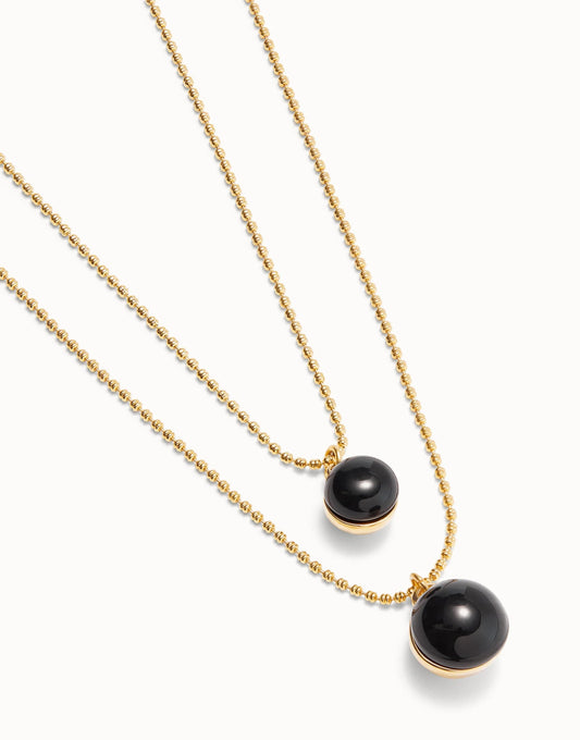 Collana da donna Uno de 50 Ciondolo placcato oro 18k con doppia catenina e cristalli di Murano - COL2003 - Simmi Gioiellerie - Collane