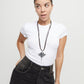 Collana da donna Uno de 50 con ciondolo di cuoio placcato argento Sterling con dettaglio pesce manta gigante - Simmi Gioiellerie - Collane