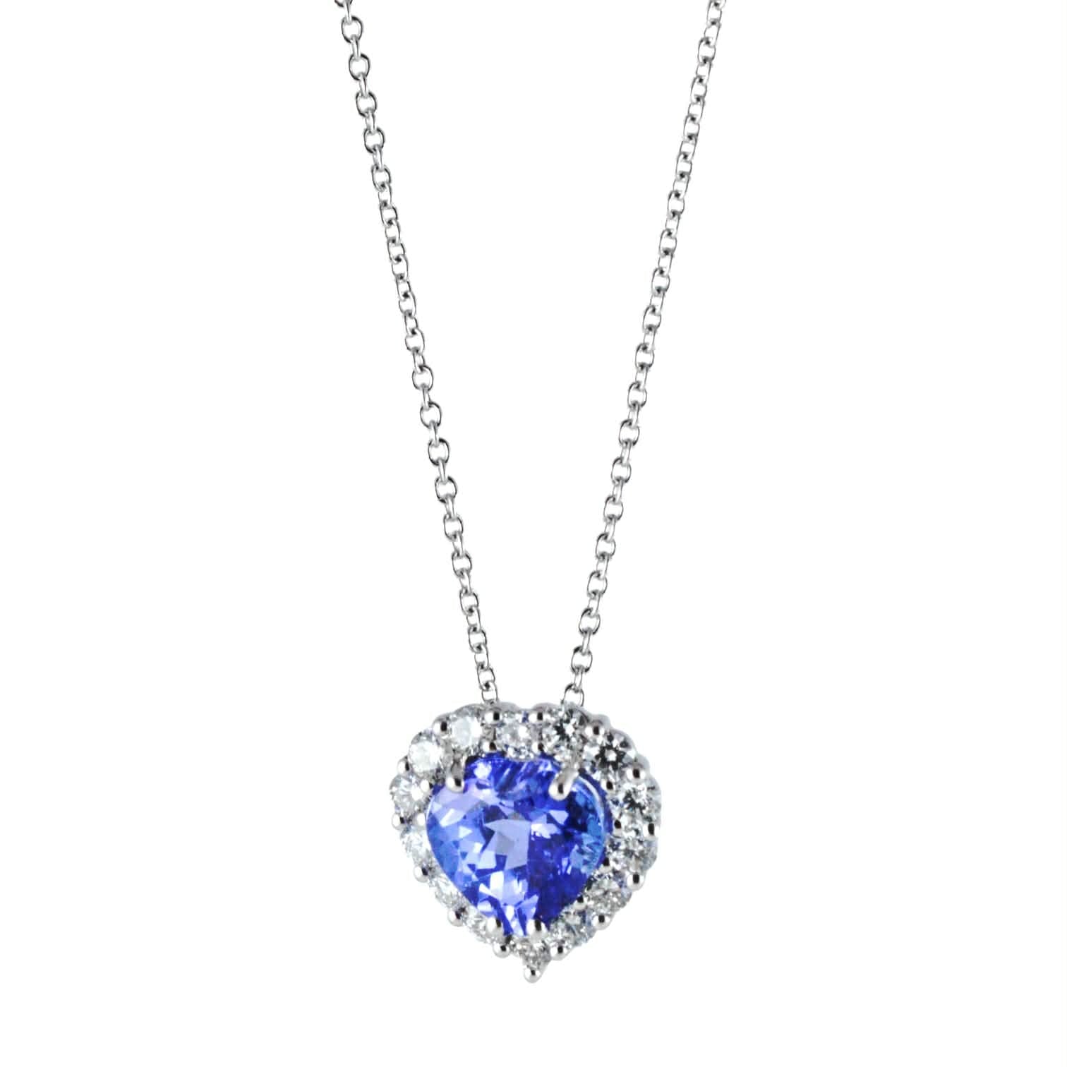 Collana in oro bianco con pendente tanzanite cuore e diamanti – Simmi Gioielli - Simmi Gioiellerie - Collane