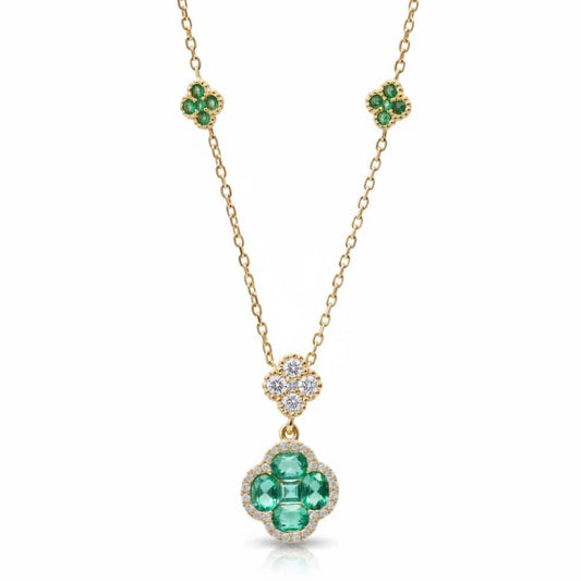 Collana in Oro Giallo con Fiori di Zaffiri Verdi e Diamanti – Simmi Gioielli - Simmi Gioiellerie - Collane