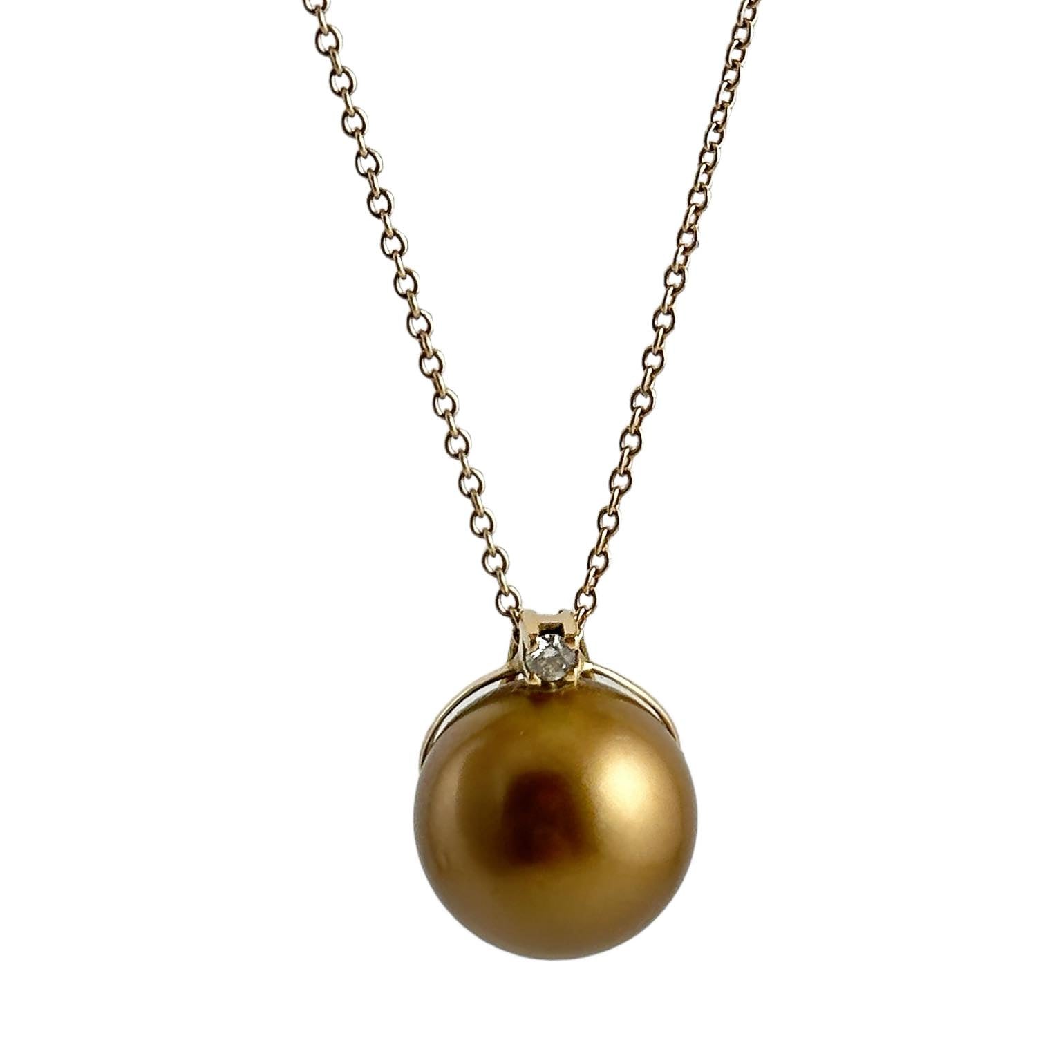 Collana in oro rosa con perla Tahiti chocolate e diamante - Simmi Gioielli - Simmi Gioiellerie - Collane