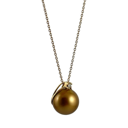 Collana in oro rosa con perla Tahiti chocolate e diamante - Simmi Gioielli - Simmi Gioiellerie - Collane