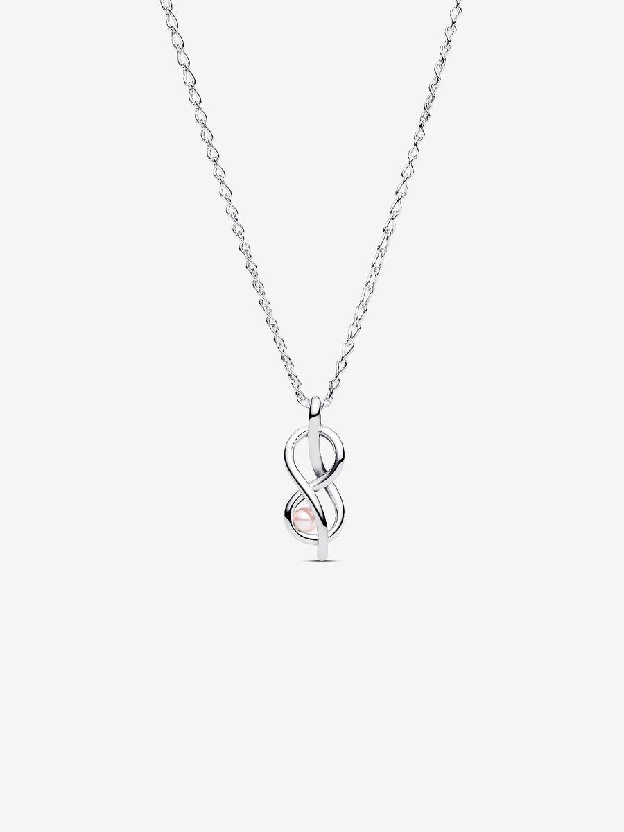 Collana Legame Infinito con Perla Rosa Artificiale - 393762C01 - 50 - Simmi Gioiellerie - Collane