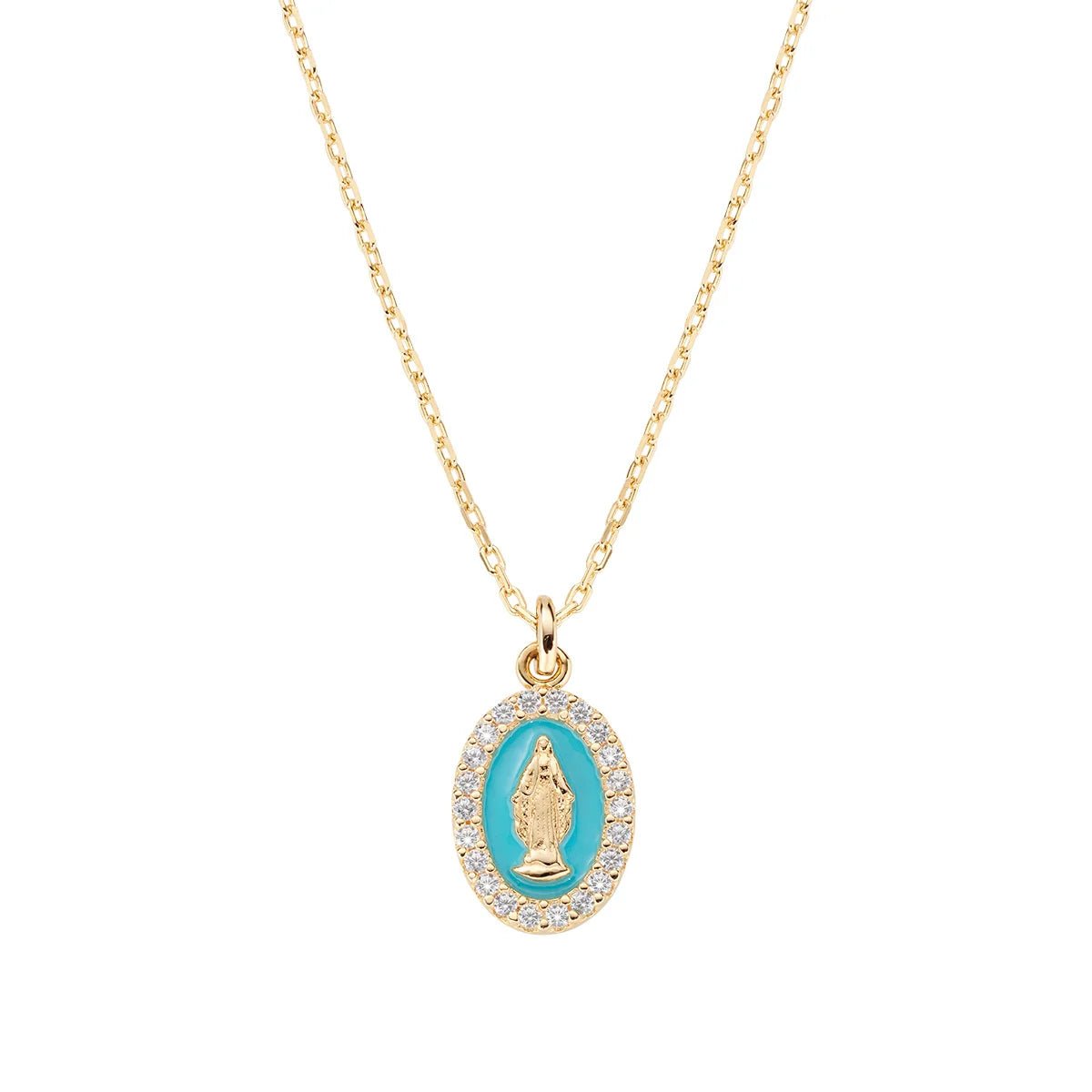 Collana mini Medaglia Miracolosa smaltata Turchese - CLMISMGPE - Simmi Gioiellerie -Collane