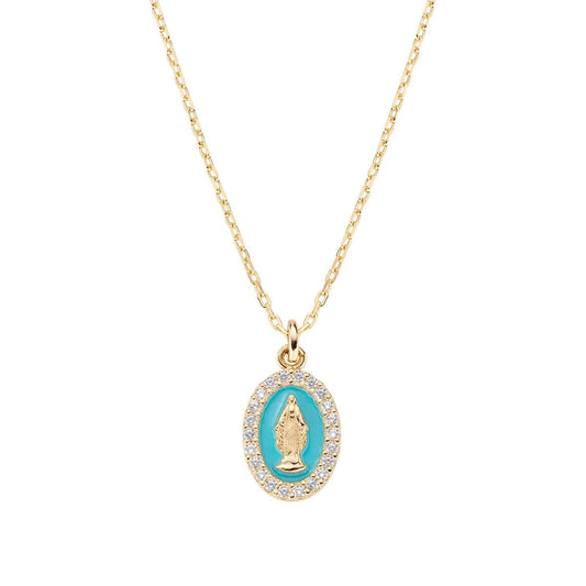 Collana mini Medaglia Miracolosa smaltata Turchese - CLMISMGPE - Simmi Gioiellerie -Collane