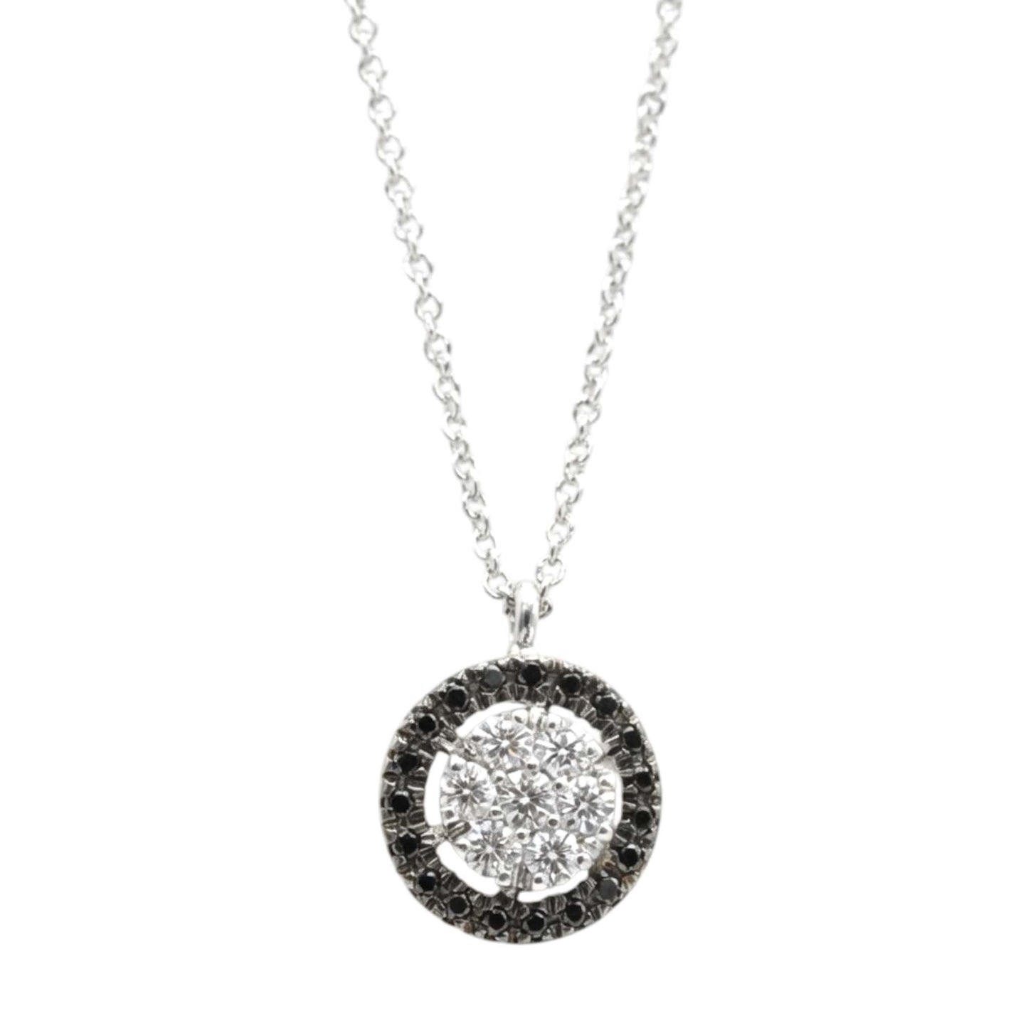 Collana Pendente in Oro Bianco 18 Carati con Diamanti Bianchi e Neri – Simmi Gioielli - Simmi Gioiellerie -Collane
