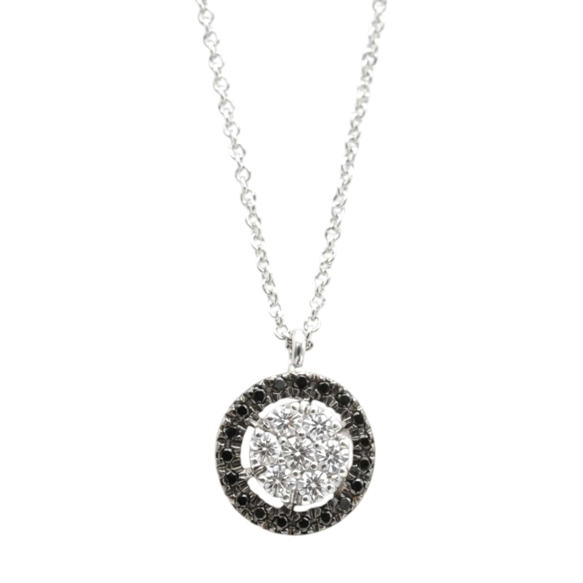 Collana Pendente in Oro Bianco 18 Carati con Diamanti Bianchi e Neri – Simmi Gioielli - Simmi Gioiellerie -Collane