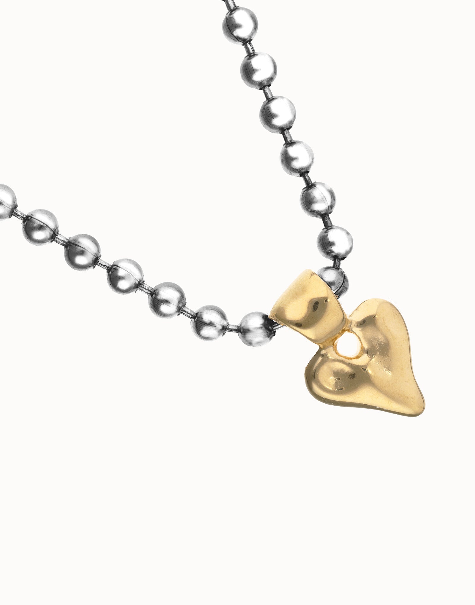 Collana Uno de 50 Collana di sfere placcate argento con dettaglio di cuore in oro 18k - COL2068 - Simmi Gioiellerie - Collane