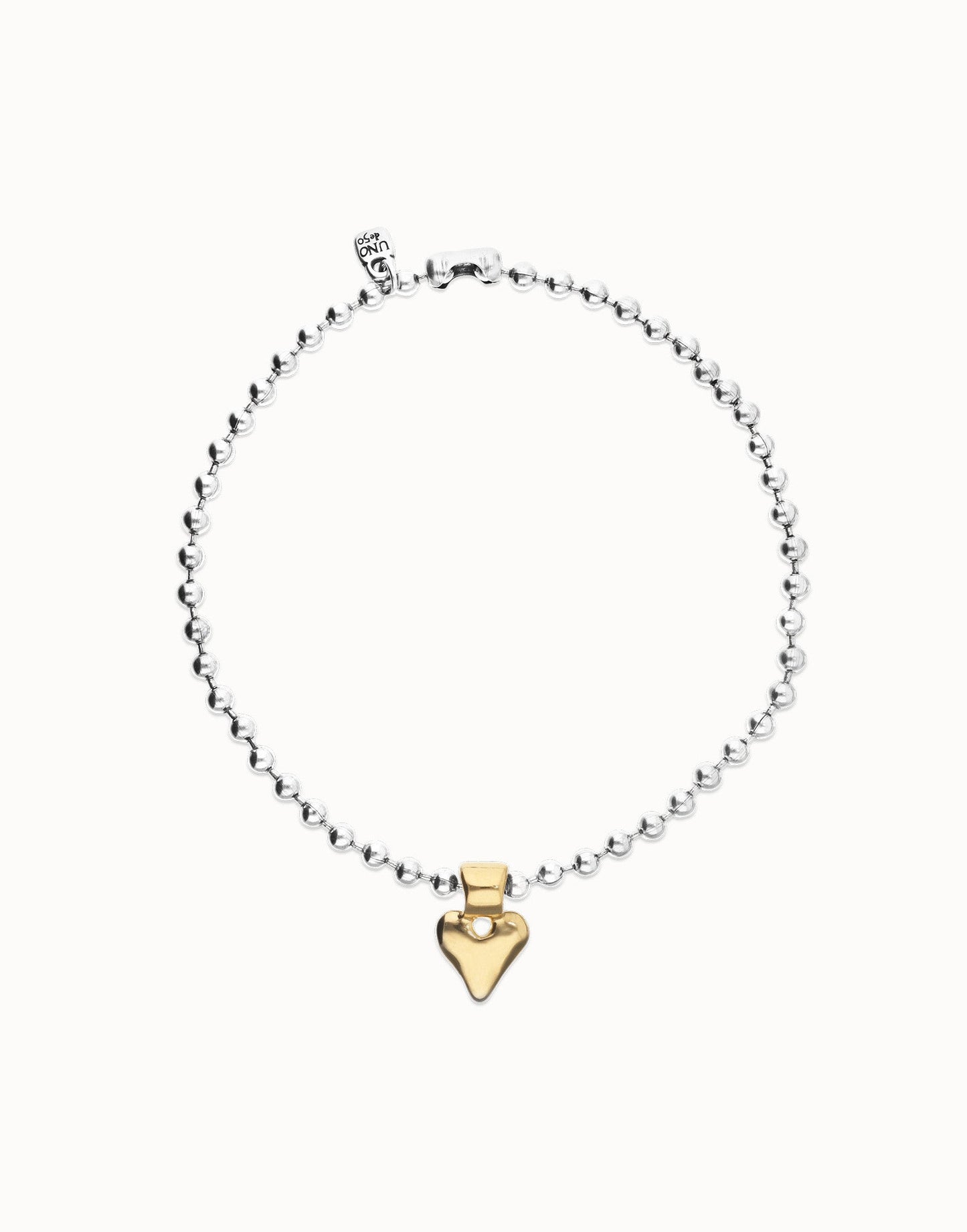 Collana Uno de 50 Collana di sfere placcate argento con dettaglio di cuore in oro 18k - COL2068 - Simmi Gioiellerie - Collane