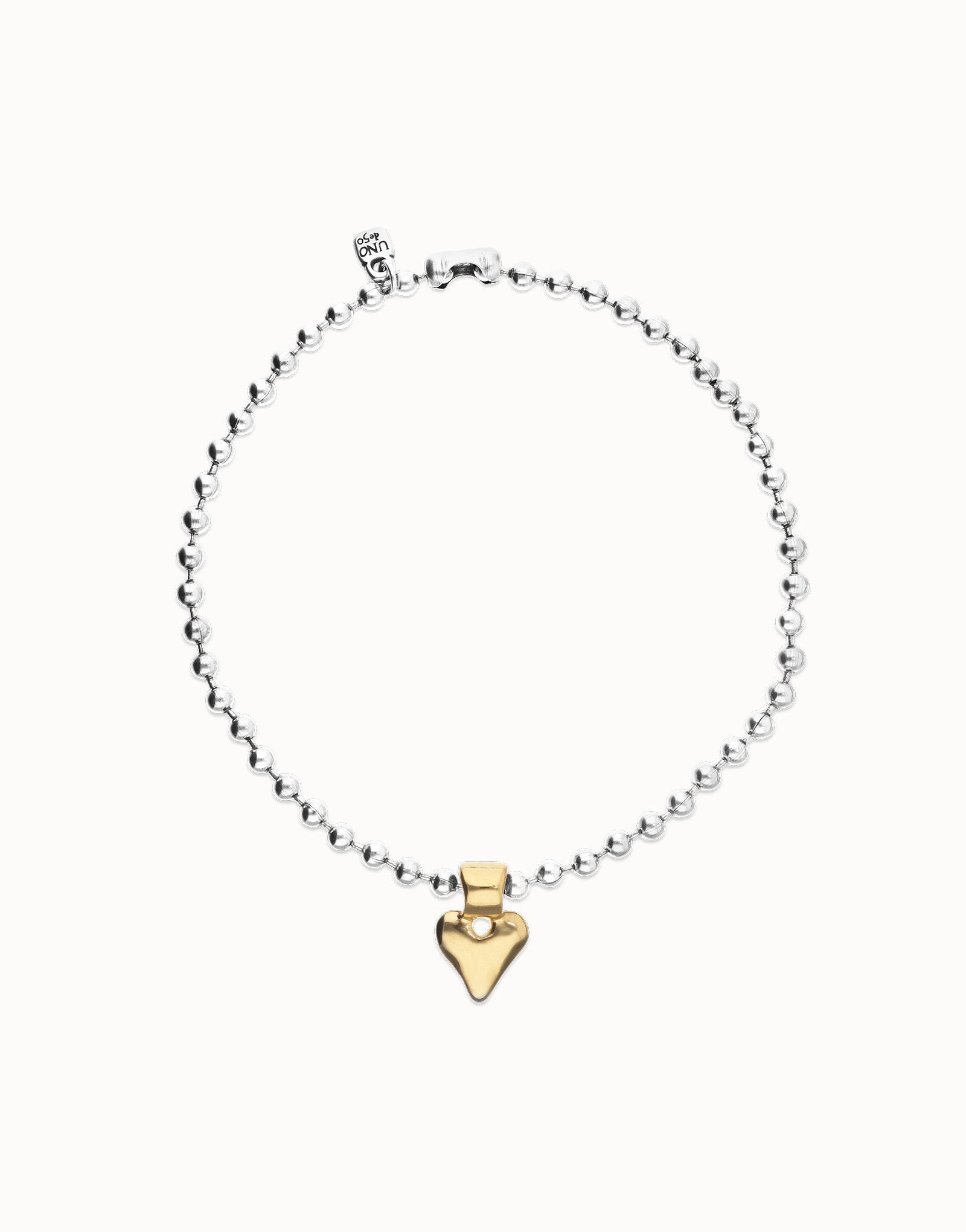 Collana Uno de 50 Collana di sfere placcate argento con dettaglio di cuore in oro 18k - COL2068 - Simmi Gioiellerie - Collane