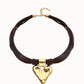 Collana Uno de 50 Collana in filo di seta e pelle con dettaglio di cuore placcato oro 18k - COL2066 - Simmi Gioiellerie - Collane