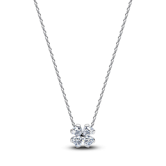 Collier Trifoglio in argento sterling con zirconia cubica trasparente - 394502C01 - Simmi Gioiellerie -Collane