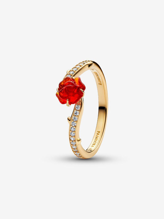 Disney, La Bella e La Bestia, Anello Rosa Incantata Vetro di Murano - 163984C01 - Simmi Gioiellerie - Anelli