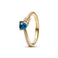 Disney Merida arrow placcato oro 14k anello con zirconia cubica trasparente e teal verde cristallo - 165030C01 - Simmi Gioiellerie -Anelli