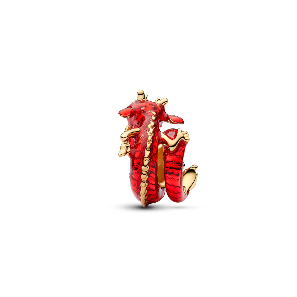 Disney Mulan Mushu placcato oro 14k charm con blazing giallo cristallo e smalto rosso - 764949C01 - Simmi Gioiellerie -Charm