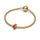 Disney Mulan Mushu placcato oro 14k charm con blazing giallo cristallo e smalto rosso - 764949C01 - Simmi Gioiellerie -Charm