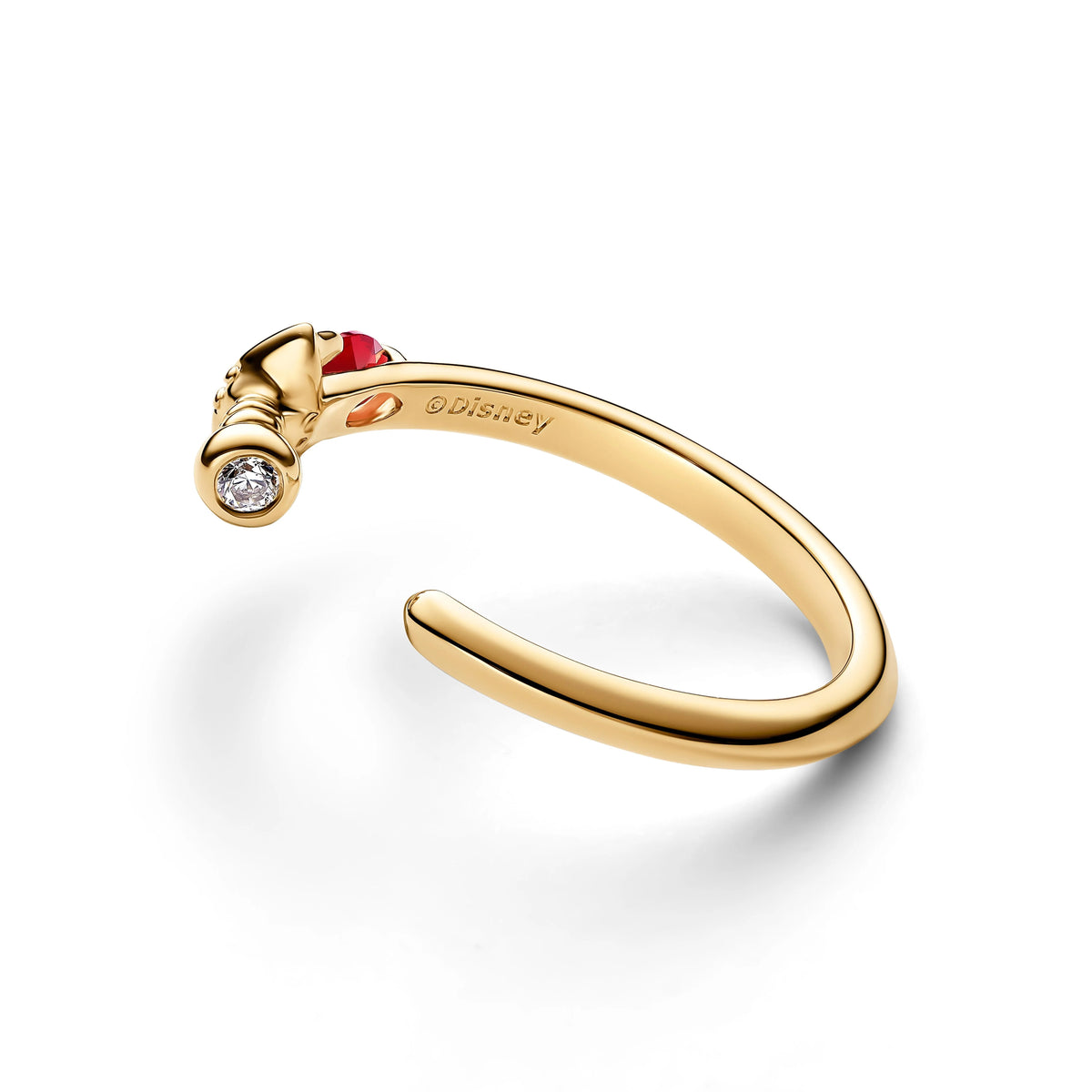 Disney Mulan spada placcato oro 14k anello aperto con salsa rosso cristallo e zirconia cubica trasparente - 164950C01 - Simmi Gioiellerie -Anelli