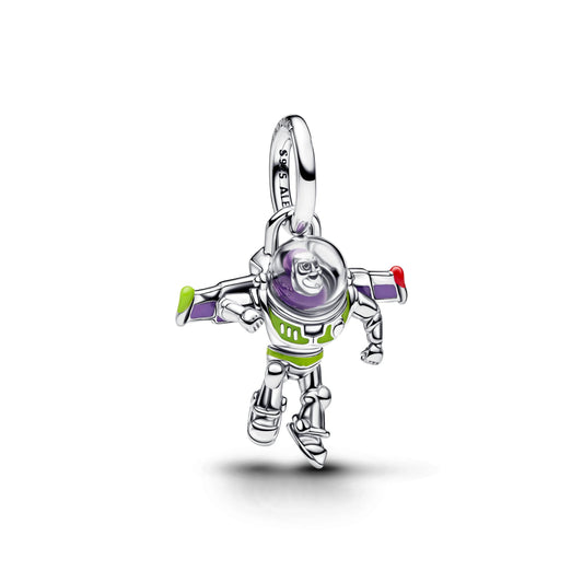 Disney Toy Story Buzz Lightyear argento sterling pendente con smalto rosso, viola e verde e transparent UV resin - 794604C01 - Simmi Gioiellerie -Charm