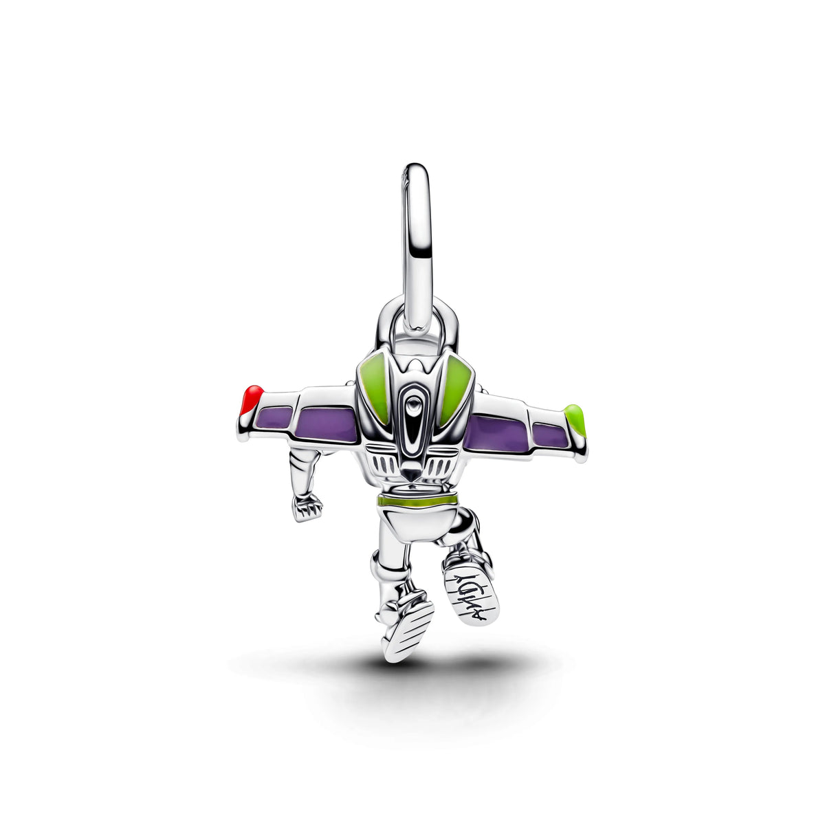 Disney Toy Story Buzz Lightyear argento sterling pendente con smalto rosso, viola e verde e transparent UV resin - 794604C01 - Simmi Gioiellerie -Charm