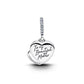 Doppio ciondolo pendente Cuore in argento sterling con zirconia cubica trasparente e opale rosa a mosaico creato in laboratorio e resina - 794456C01 - Simmi Gioiellerie -Charm