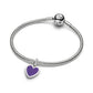 Engravable cuore placcato platino pendente con viola smalto glitterato - 735088C02 - Simmi Gioiellerie -Charm