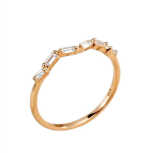 Fedina Geometrica in Oro Rosa 18K con 6 Diamanti Baguette – Simmi Gioielli - Simmi Gioiellerie - Anelli