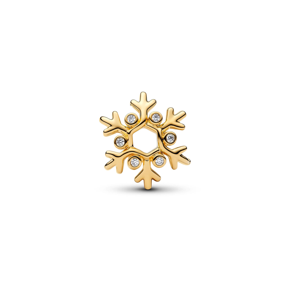 Fiocco di neve placcato oro 14k charm con zirconia cubica trasparente - 764249C01 - Simmi Gioiellerie -Charm
